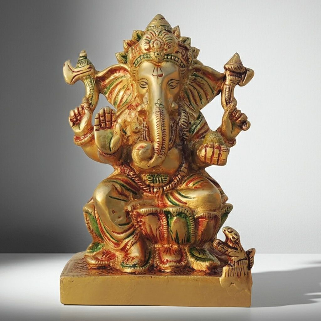 Brass Showpiece Ganesh Ji God Idol Statue (BSMAS667)