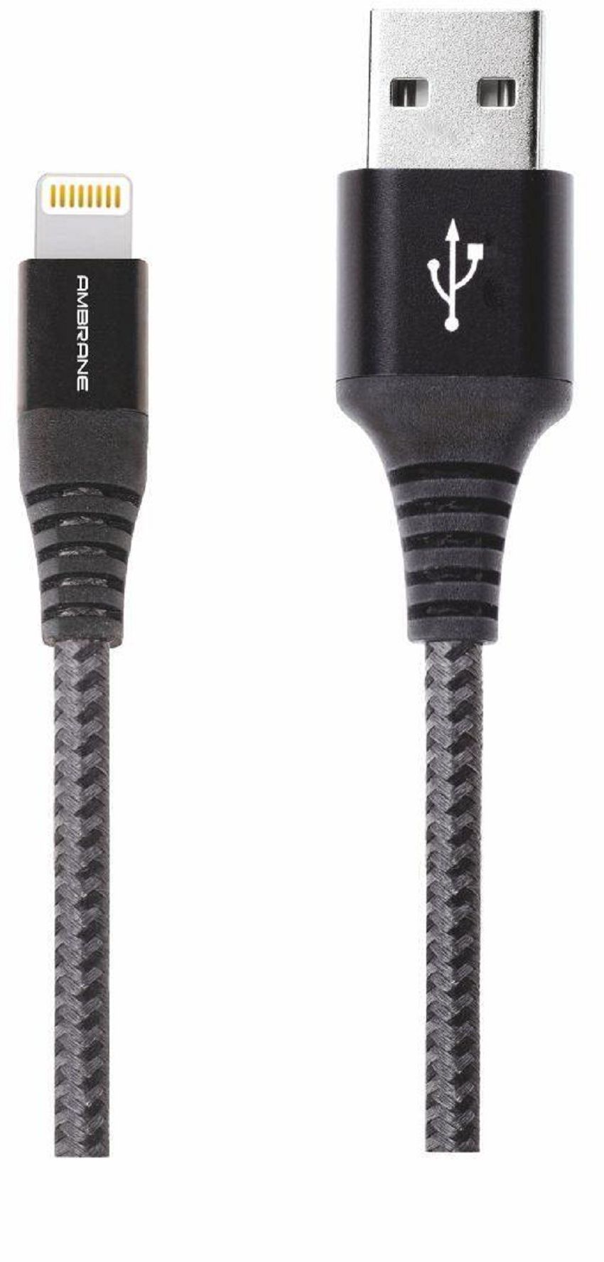 Ambrane ABCL-11 iPhone Braided Cable 1 Mtr (Black-Grey)