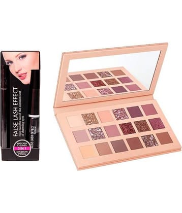 Lenon Nude Eyeshadow & Liquid Eyeliner, Eyebrow Pencil & Mascara Black Pack of 2