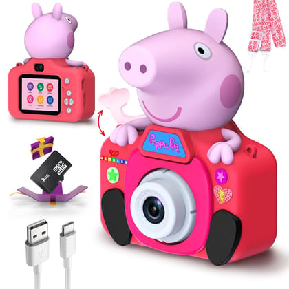 Wembley Kids Digital Camera Compact Peppa Pig Design 8GB SD Card 1200 mAh Battery Selfie Camera Video Recorder Photo Capture with Games for Girls Boys 3+ 4 5 6 7 8 - Pink Wembley Kids Digital Camera Compact Peppa Pig Design 8GB SD Card 1200 mAh Battery S