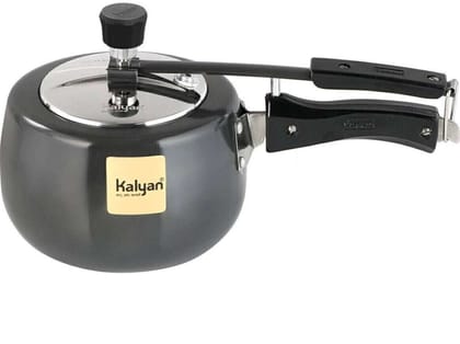 Kalyan Belly Induction Base Hard Anodised, Aluminium Pressure cooker (Innerlid, Steel Lid, Gold) - 2 Litre