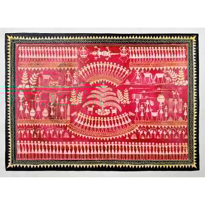 Authentic Classic Indian Traditional Unframed Hand Made Saura Painting (60.48X152.41)