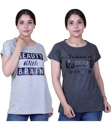 Varenyam Women Cotton Regular Fit Round Neck T-Shirt ( Grey )