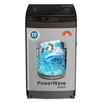 Bosch 8 kg 5 Star Fully Automatic Top Load Washing Machine,PowerWave Wash,Inbuilt Dual Lint Filter, Stainless Steel VarioDrum with 5 fin Pulsator, Flex Drain, Water Save,Dark Grey (WOE80AH0IN)