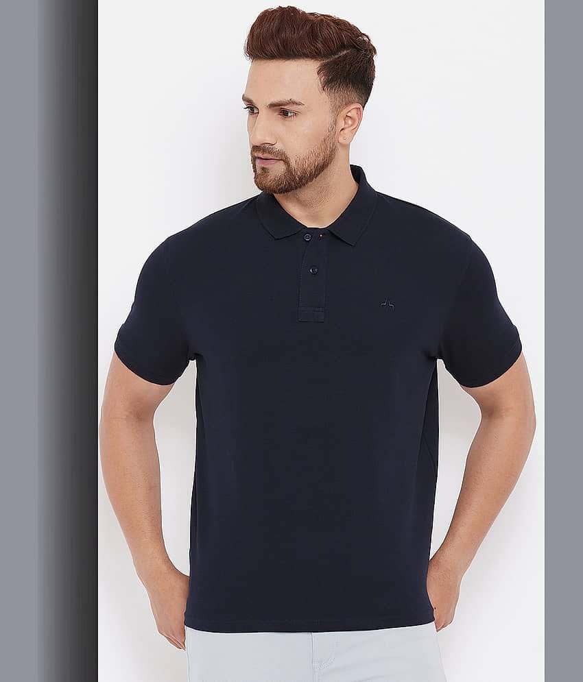 98 Degree North Pack of 1 Cotton Regular Fit Solid Half Sleeves Men's Polo T Shirt ( Navy )