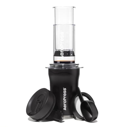 AeroPress Go Plus, Small Portable Coffee Maker Kit, Travel, Camping & Office, All-in-One French Press, Pour-Over & Espresso Style Manual Brewer, 2 Min Brew for Less Bitterness, More Flavor, Black AeroPress Go Plus, Small Portable Coffee Maker Kit, Travel