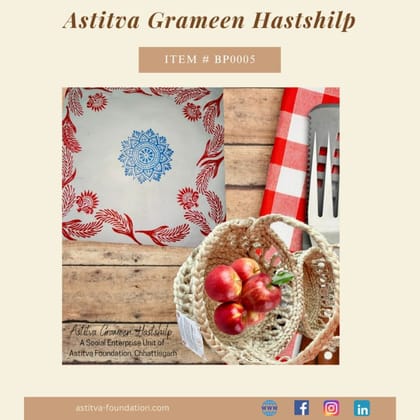 Hand Block–Printed Floral Cotton Placemats 