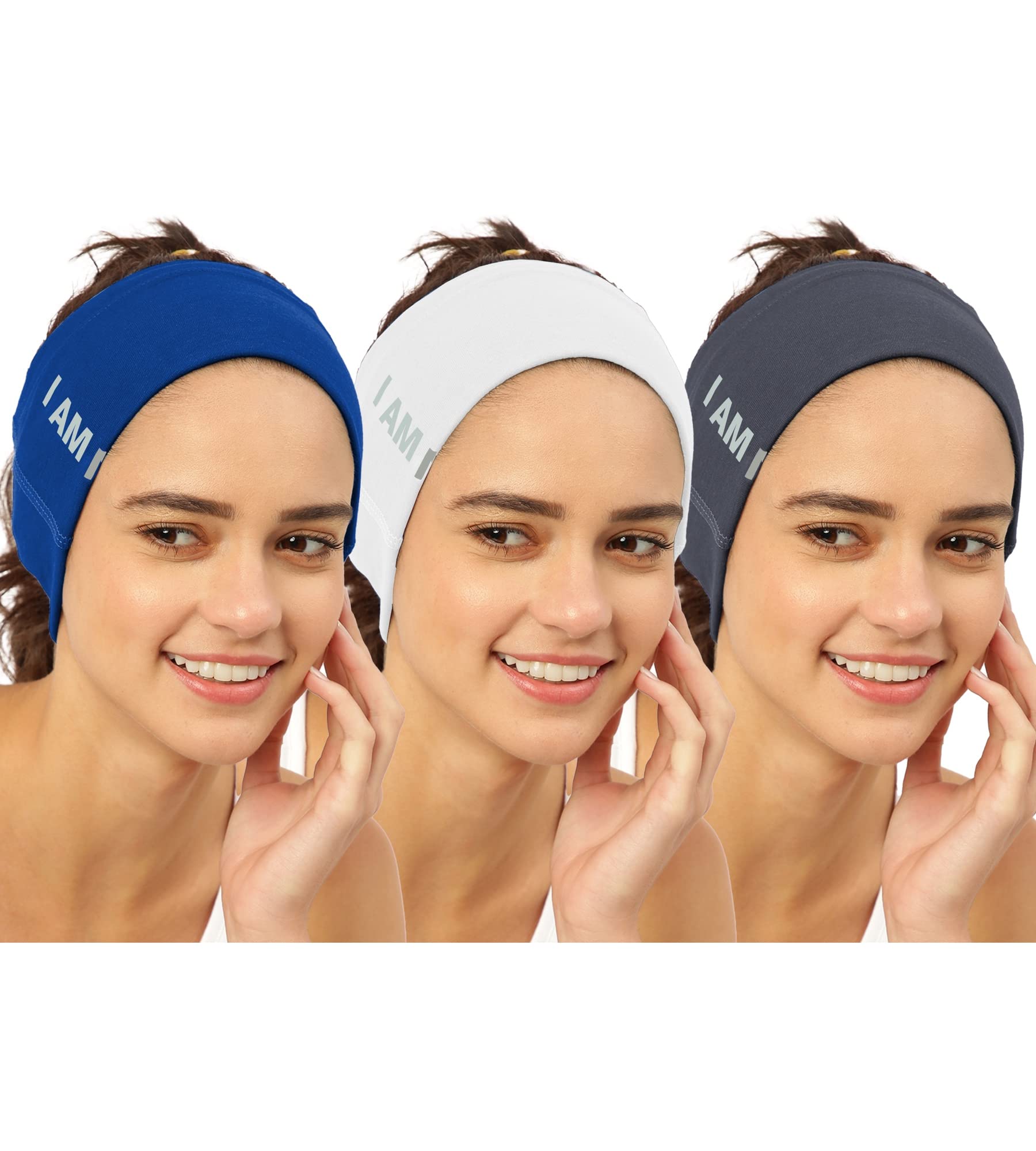 FREECULTR Unisex Bamboo Bandana, Anti Microbial Super Soft & Comfort Fit, Breathable Multipurpose Headband, Face Mask for Dust Protection and Sun - Size Printed Pack of 3-Pilot Blue, White, Charcol