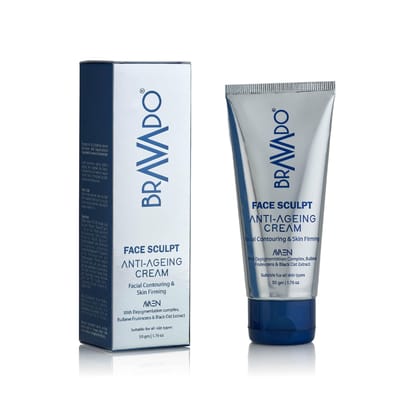 BRAVADO Face Sculpt Anti-Aging Cream - Tightens Aging Skin, Remodels Facial Contours, Reduces Age Spots & Dark Circles | Forming & Smoothing, Wrinkle Lift | Daily Moisturizing Face Cream - 50g