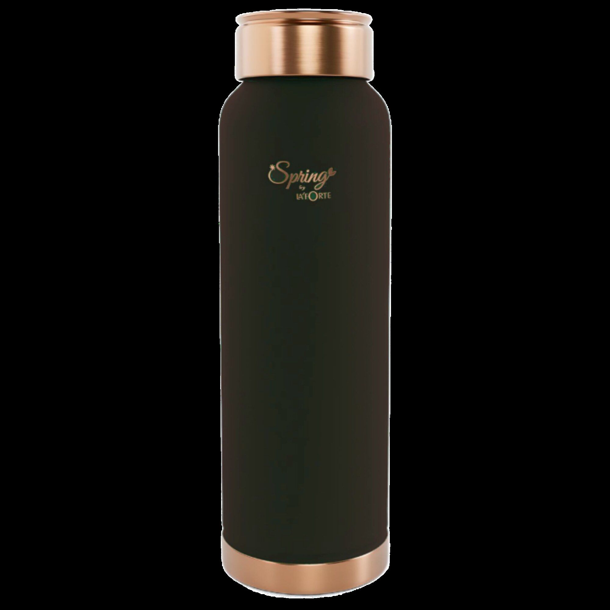 LA'FORTE Pure Copper Water Bottle with Leak Proof Lid, Premium Silicone Coating (1000 Ml) Black