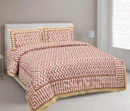 Pure Cotton sanganeri Jaipuri Printed Double Bedsheet With Matching 2 Pillow Covers