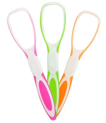 Elecsera Soft Double Action Tongue Cleaner Scrapper For Kids and Adults With Travel Capsule Plastic Tooth brush paste holder flexible design for health, Oral care tool Easy To use - Pack of 3