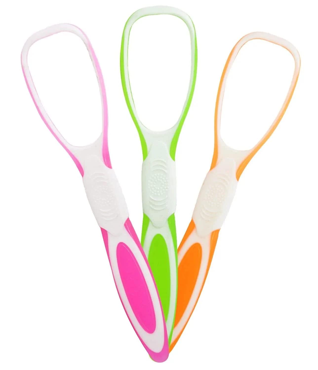 Elecsera Soft Double Action Tongue Cleaner Scrapper For Kids and Adults With Travel Capsule Plastic Tooth brush paste holder flexible design for health, Oral care tool Easy To use - Pack of 3