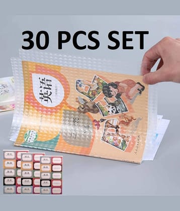 sakimo 30pcs Book Covers Waterproof Plastic Clear Paper Sticker Book Cover Film for Textbooks Hardcover Protective Thick Sticky Transparent Cover for Students