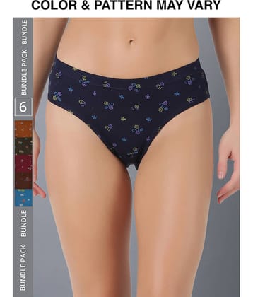 Dollar Lehar Super Combed Cotton Women's Printed Hipster Panty - Pack of 6 - (Print May Vary)