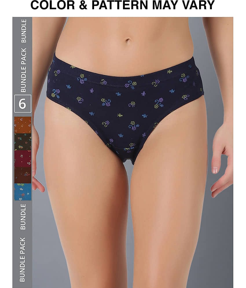 Dollar Lehar Super Combed Cotton Women's Printed Hipster Panty - Pack of 6 - (Print May Vary)