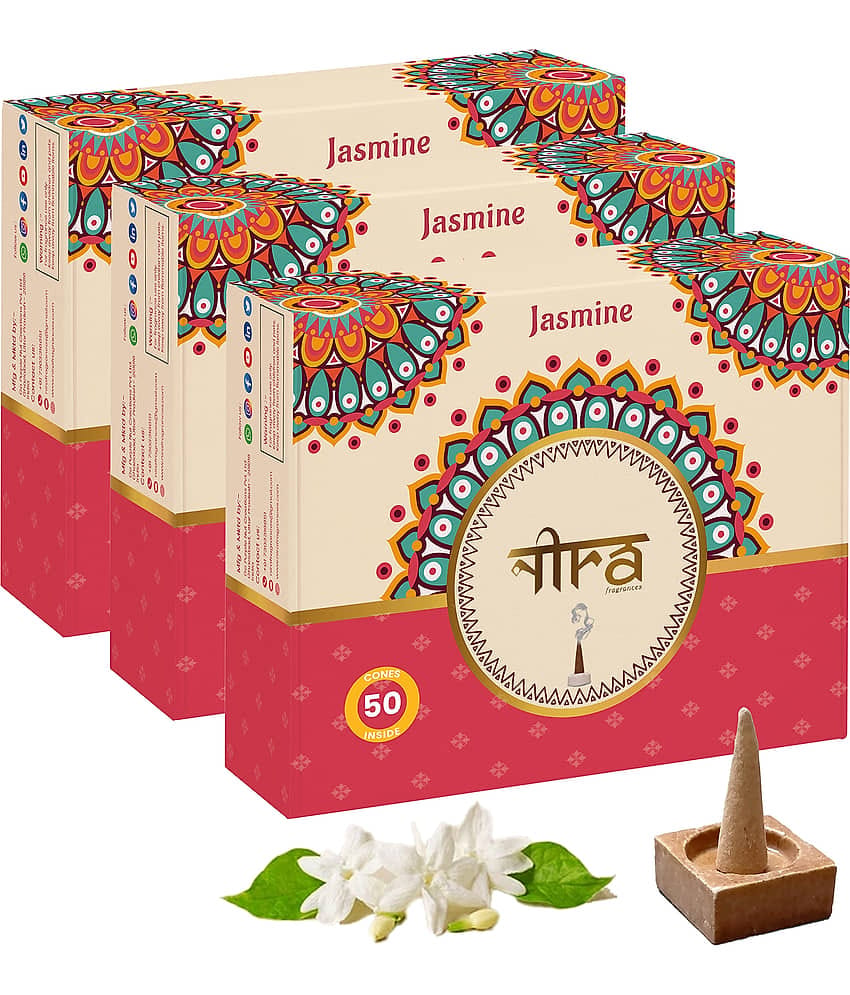Nira Fragrances Incense Dhoop Cone Jasmine 150 Pieces ( Pack of 3 )