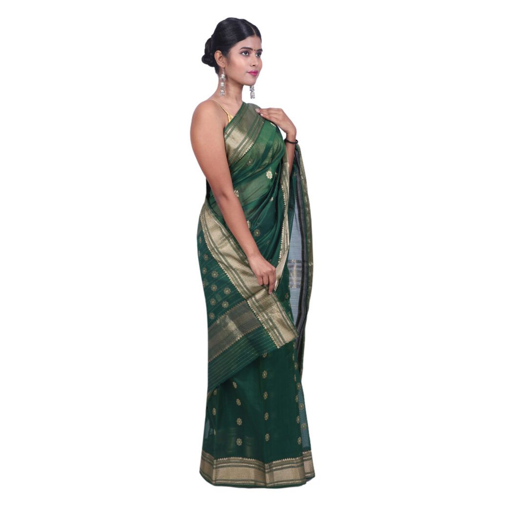 HANDLOOM CHANDERI SAREE- MERCERISED(COTTON+SILK MIX) WITH BLOUSE (SKU - 1SC202021120 SAREE- 73)