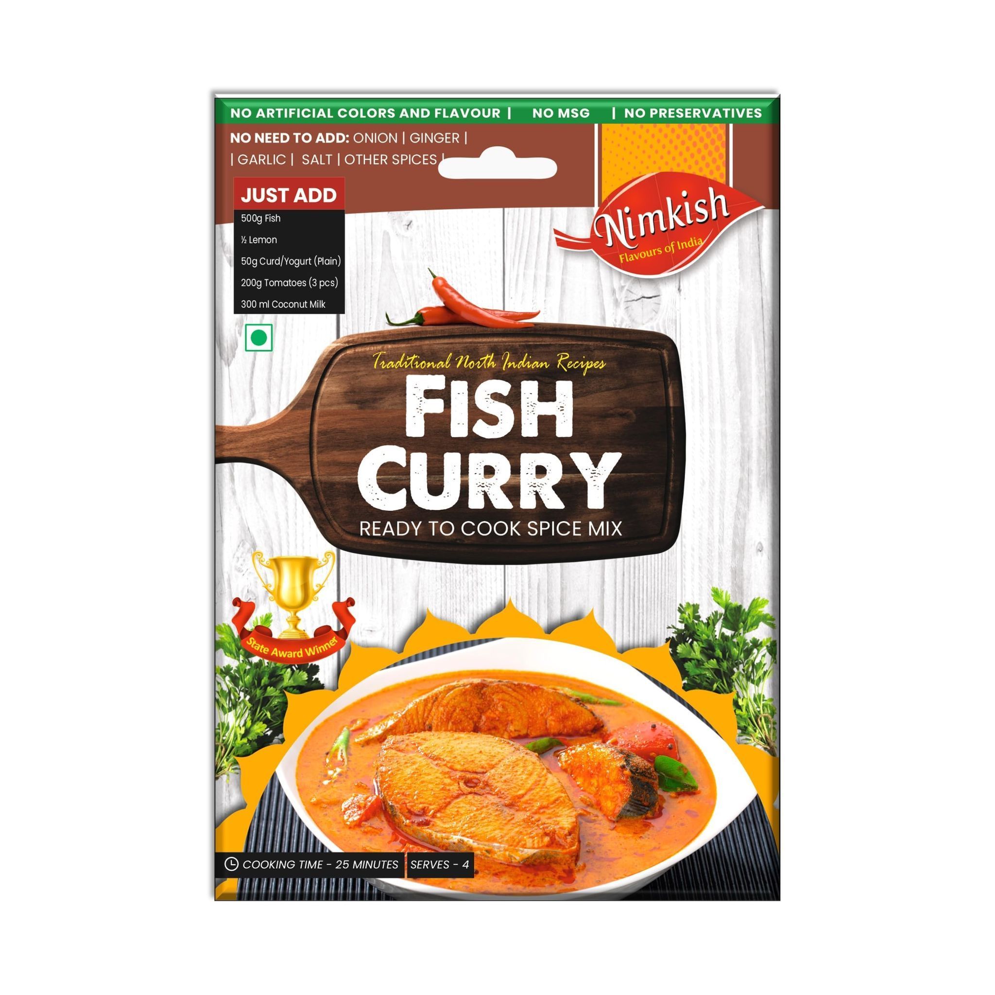 Nimkish Fish Curry Ready to Cook Spice Mix | 40g | Onion Ginger Garlic Already in Mix | Himalayan Recipe