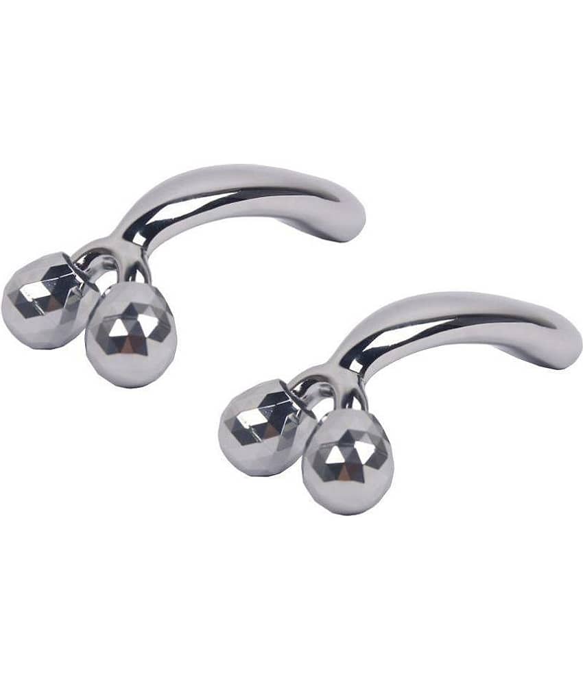 3D Massager Manual Roller Full Body Shape for Skin Lifting Wrinkle Remover Facial Massage (Silver)