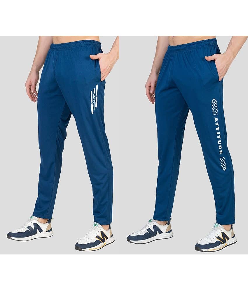 Zeffit - Blue Lycra Men's Trackpants ( Pack of 2 )