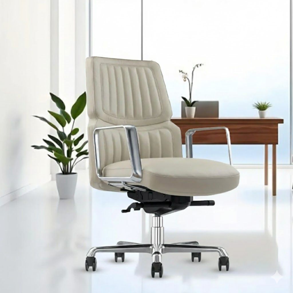 Rose Dhaka Luxurious Mid Back Chair (White)