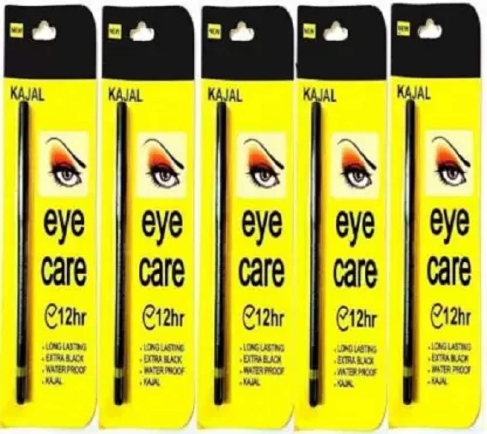 Elecsera Eye Care Kajal Long Lasting Extra Black Waterproof pack of 5 (Black, 5.25 ml)