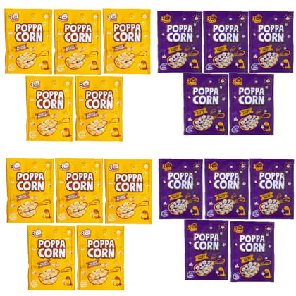 POPPACORN Instant Popcorn 35gx10 Pouches Golden Buttery & 35gx10 Pouches Natural Salty, 700gm Pack of 20 POPPACORN Instant Popcorn 35gx10 Pouches Golden Buttery & 35gx10 Pouches Natural Salty, 700gm Pack of 20