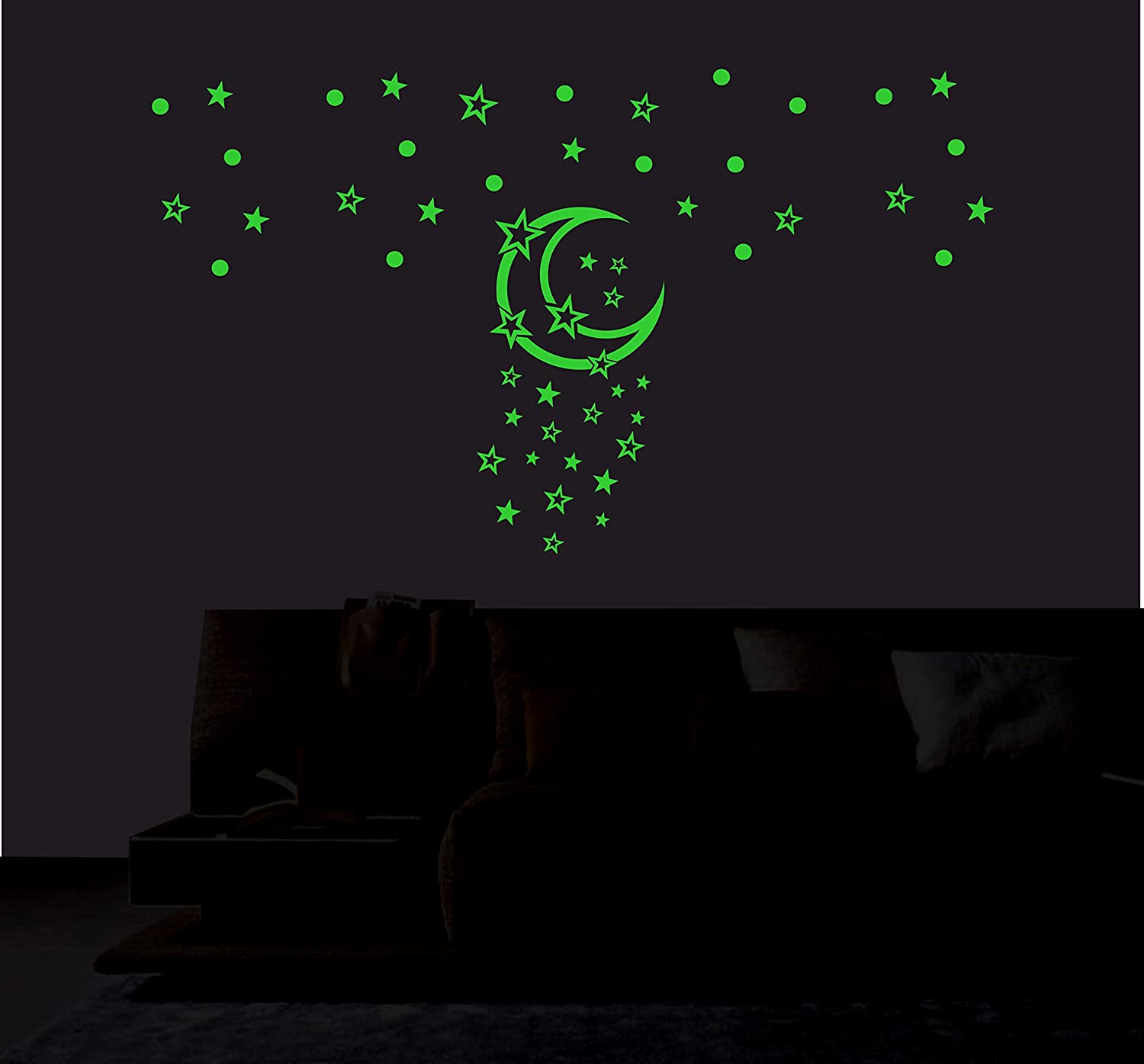 DreamKraft Glow in The Dark Galaxy of Stars with Moon Radium Stickers