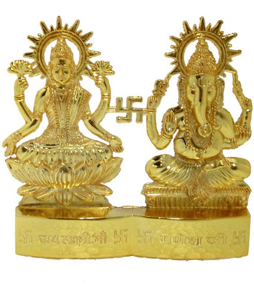 DvR ClicK - Brass Laxmi Ganesh 8 cm Idol
