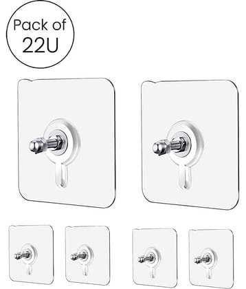 Self Adhesive Wall Hanging Hooks Pack of 22, WaterProof 10 Kg Capacity Strong for Home Kitchen
