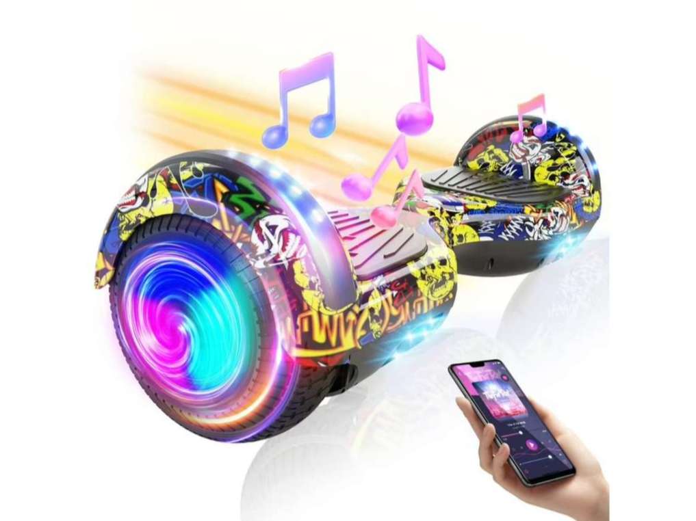 Pulse Board P6+ UL 2272 Certified Hoverboard Self Balancing Electric Scooter 6.5 Inch for Adult and Kids with LED Light and App (SkulCandy)