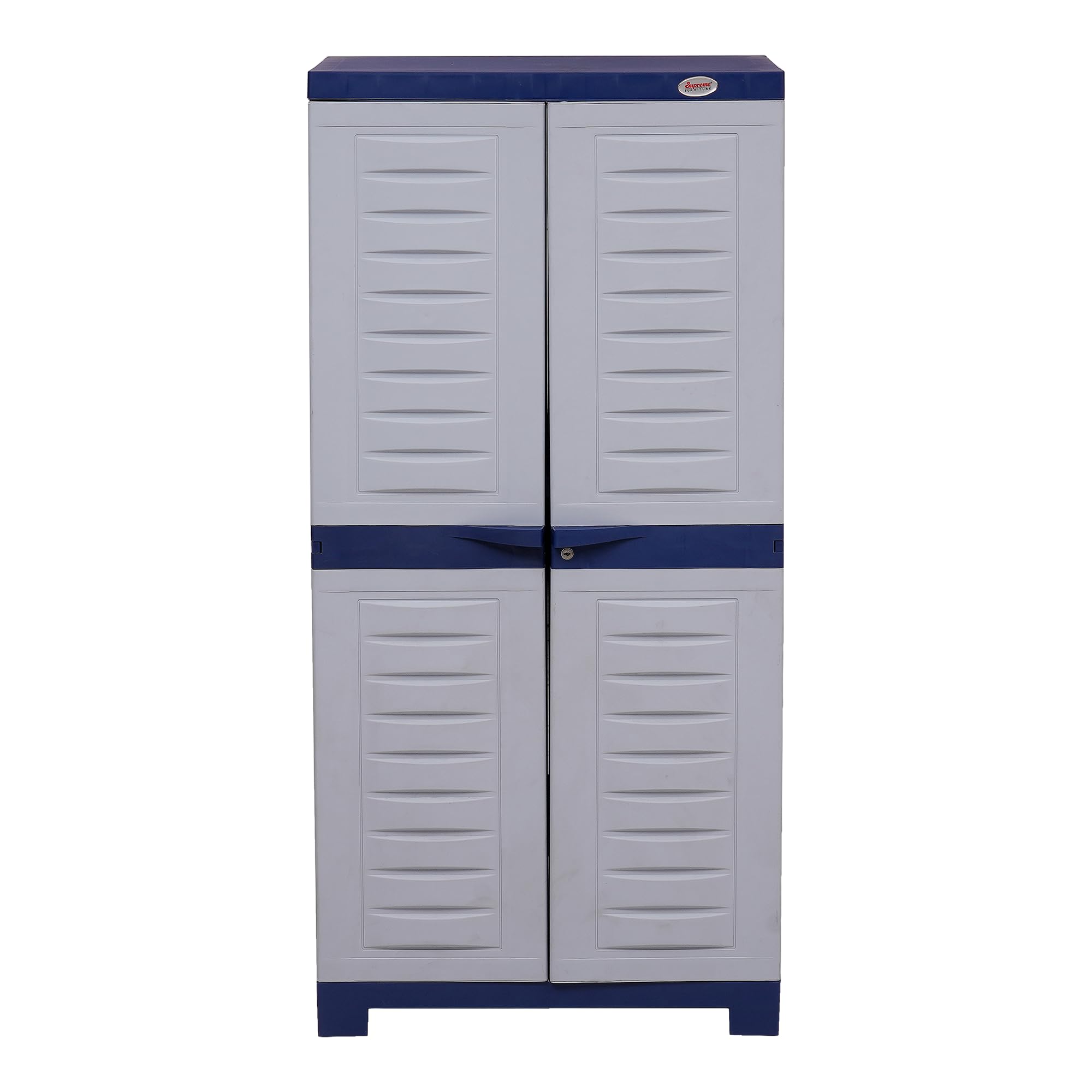 Supreme Furniture Fusion 02 Multipurpose,Waterproof with 2 Doors & Adjustable 3 Shelves Made by 100% Virgin Plastic Cupboard/Almirah/Cabinet (Mid Size,Pepsi Blue/Sky Grey)