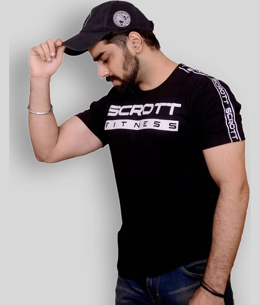 Scrott Fitness Pack of 1 Cotton Regular Fit Men's T-Shirt ( Black )