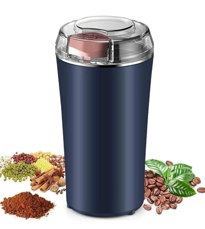 Electric Coffee Grinder & Dry Masala Grinder | Stainless Steel Blades | Spice, Nuts, Grains, Herbs & Coffee Beans Grinding Machine | One Touch Press Start | Multipurpose Grinder (Blue)