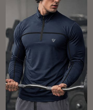 Eyebogler Navy Blue Polyester Regular Fit Men's Sports T-Shirt ( Pack of 1 )