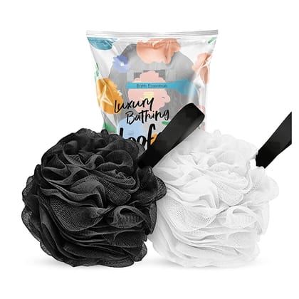 Elecsera Premium Luxury Bathing Loofah Sponge Scrubber for Men & Women (Black and White) Pack of 2