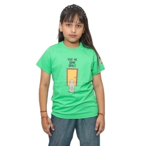 KUCHU Kids Give Me Some More Space Printed T-Shirt (Teal Green, 8–9 Years) | Cotton Modal Fabric | Breathable | Lightweight | Comfortable Wear