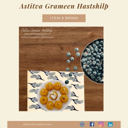 Hand Block–Printed Floral Cotton Placemats 