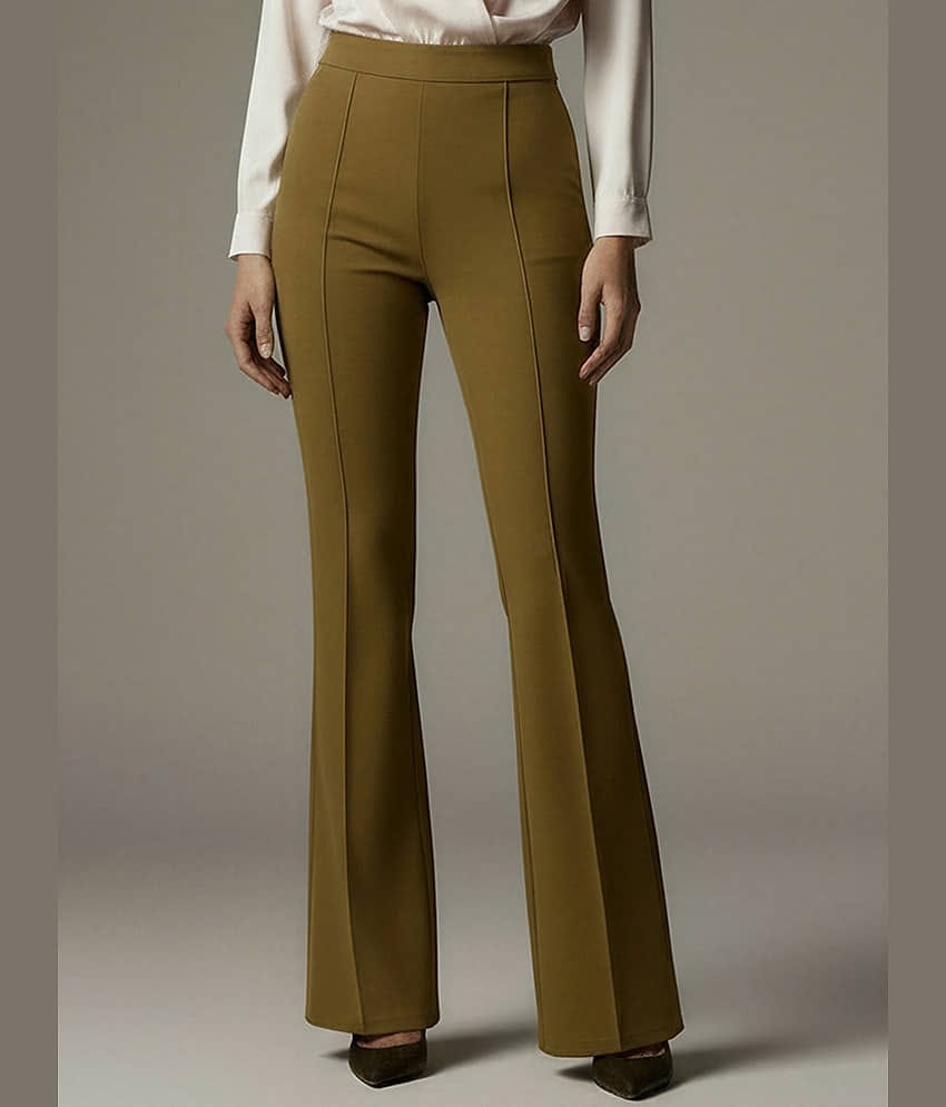 Addyvero Women Polyester Casual Trousers ( Brown )