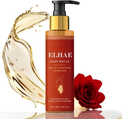 ELHAE Luxury Body Oil | Firming & Lifting Formula for Sagging Skin | 100ml | Moisturizes & Tightens | For Buttocks, Thighs, Abdomen & Underarms | Paraben-Free | Skin Nourishing Oil ELHAE Luxury Body Oil | Firming & Lifting Formula for Sagging Skin | 100ml | Moisturizes & Tightens | For Buttocks, Thighs, Abdomen & Underarms | Paraben-Free | Skin Nourishing Oil