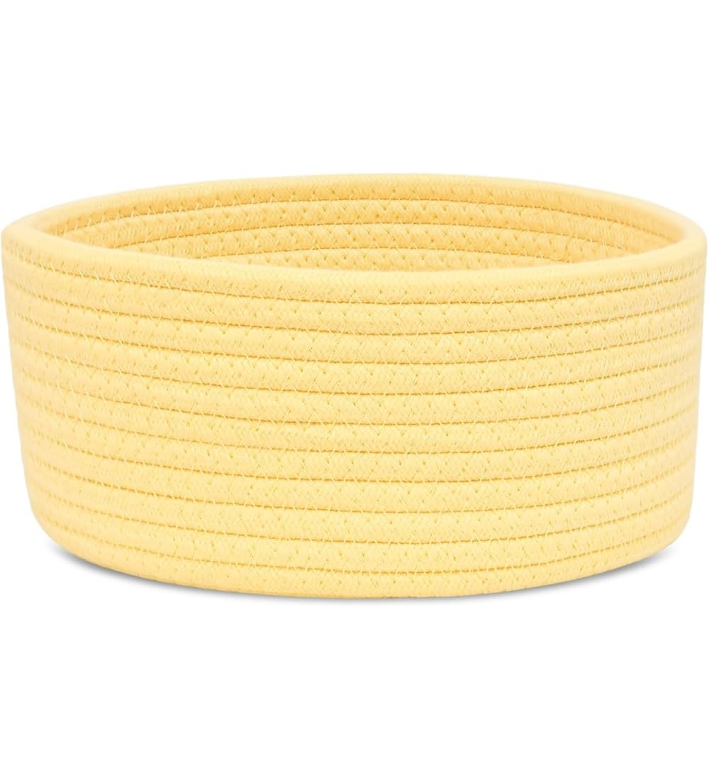 Generic Cotton 8x3 Inch Round 1 Pcs Bedside Organizer With Out Lid (Yellow)-PID66383