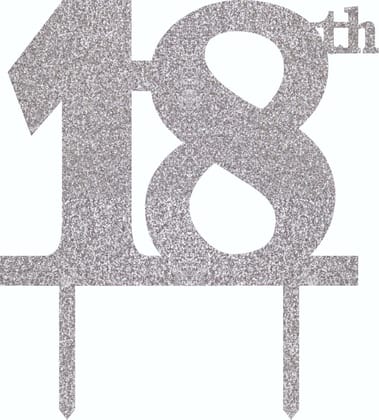 18th Birthday Acrylic Silver Glitter Cake topper
