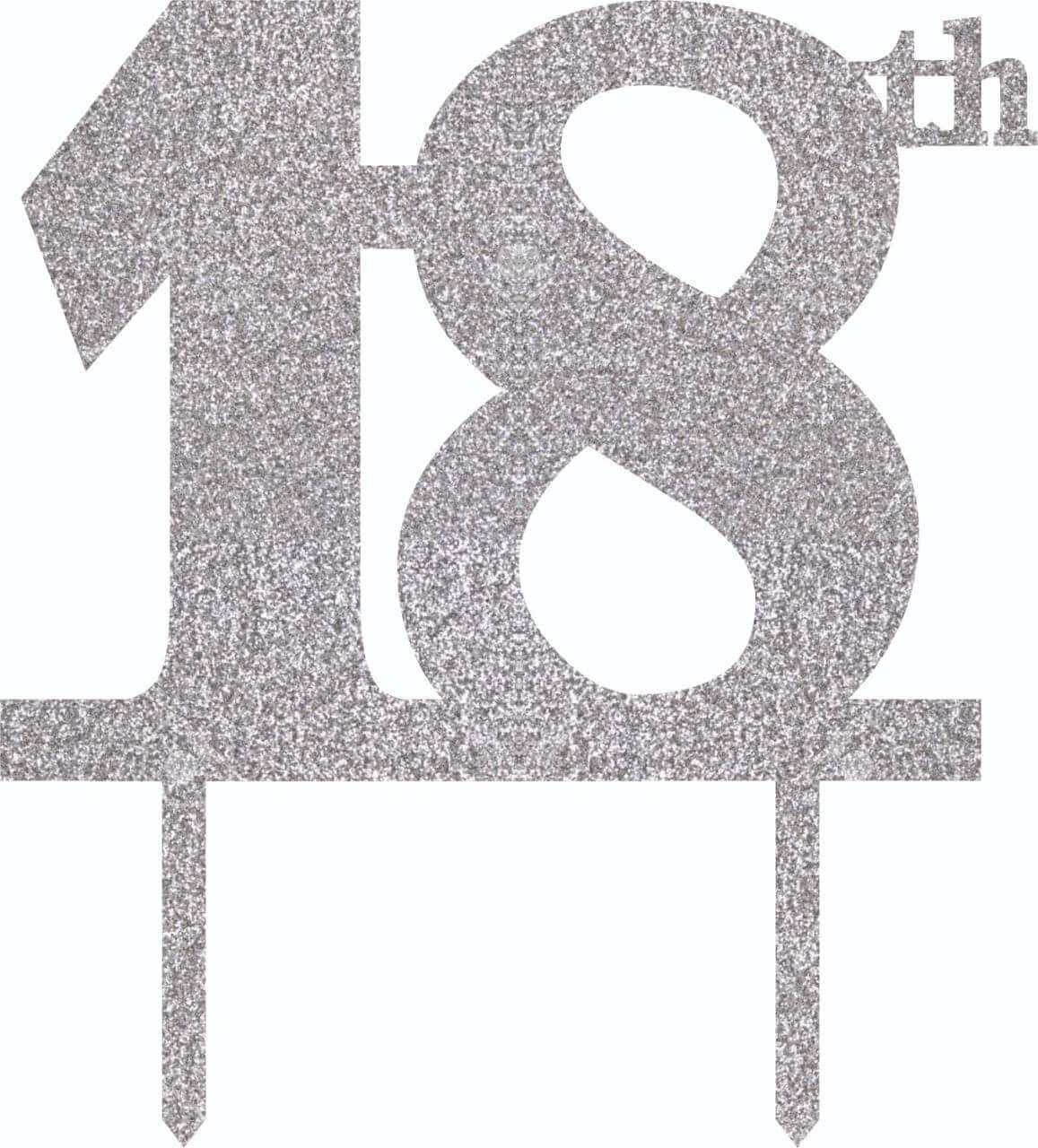 18th Birthday Acrylic Silver Glitter Cake topper