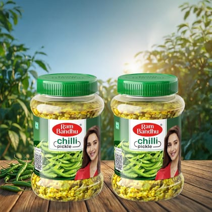 Ram Bandhu Chilli Pickle in Jar, 350g x 2 | Spicy & Flavorful Green Chilli Achar | with Premium Spices | Perfect with Parathas | Rice & Indian Meals Ram Bandhu Chilli Pickle in Jar, 350g x 2 | Spicy & Flavorful Green Chilli Achar | with Premium Spices | Perfect with Parathas | Rice & Indian Meals