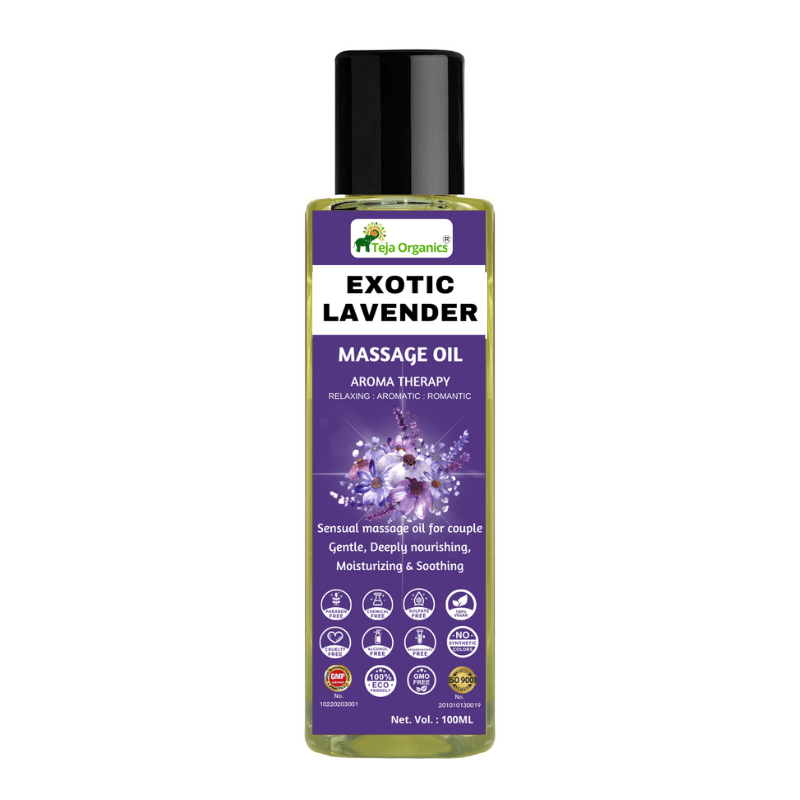 Exotic Lavender Massage Oil 100ml | Aromatherapy Body Massage Oil for Relaxation & Stress Relief | Gentle , Deeply Nourshing, Moisturizing & Soothing | Improves Sleep Quality | Non-Sticky & Fast Absorbing