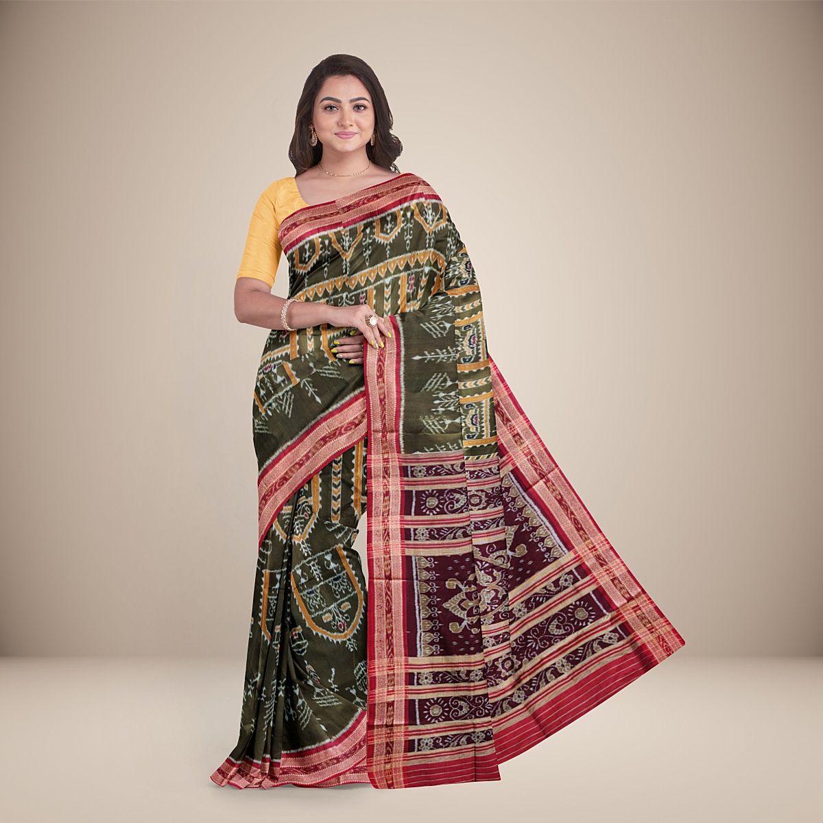 Tribal Design Khandua Silk Saree