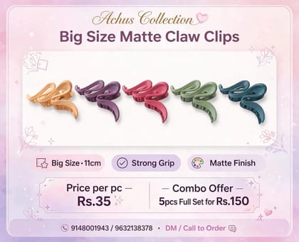 Big Size Matte Claw Clips - 11cm   1 pcs Purple  Only