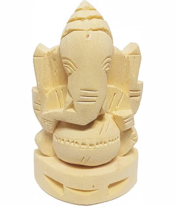 JDS PUJA ARTICLES Swetherka Ganesh idol (S:2) Wood Ganesha Idol 13 x 13 cms Pack of 1