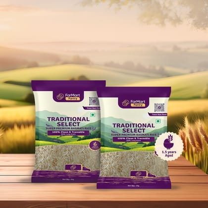 FarMart Pantry Culinary Combo: Traditional Select Super Premium Basmati Rice (1kg) | Pack of 2 FarMart Pantry Culinary Combo: Traditional Select Super Premium Basmati Rice (1kg) | Pack of 2